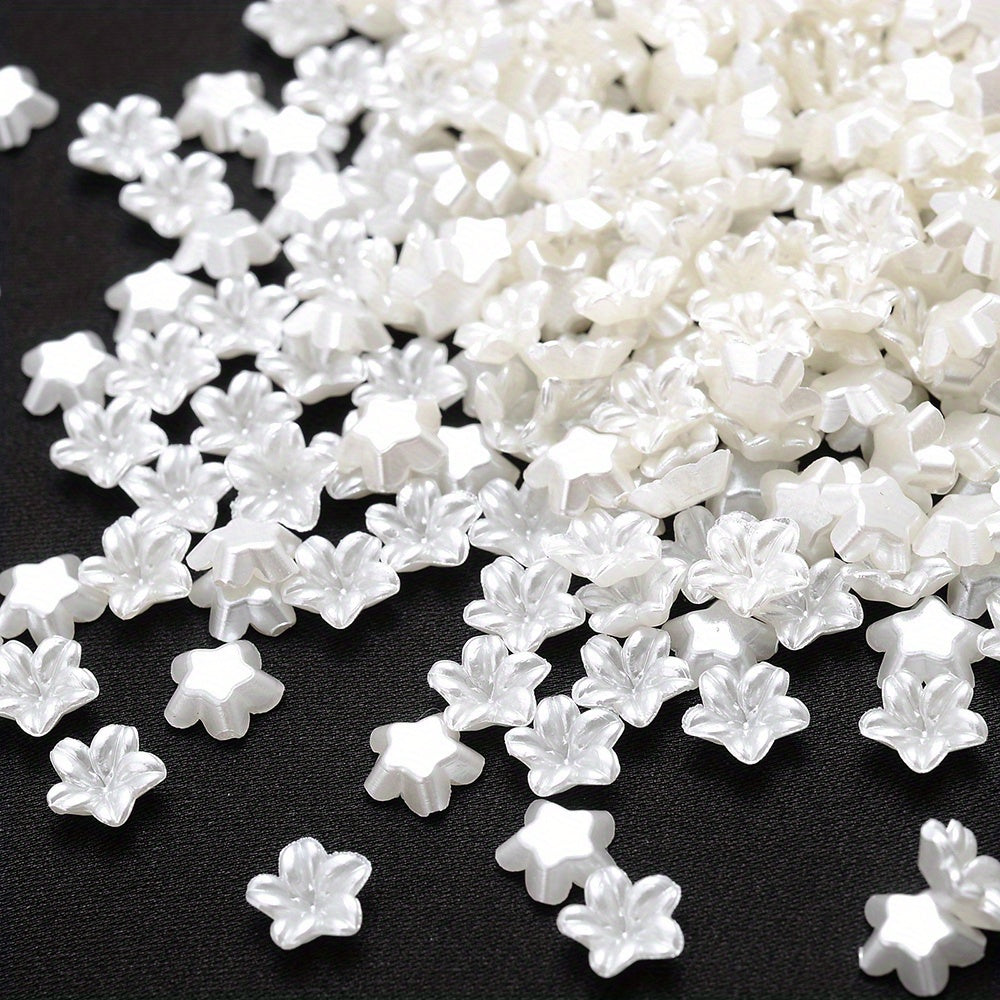 100pcs Off White Acrylic Flower Beads