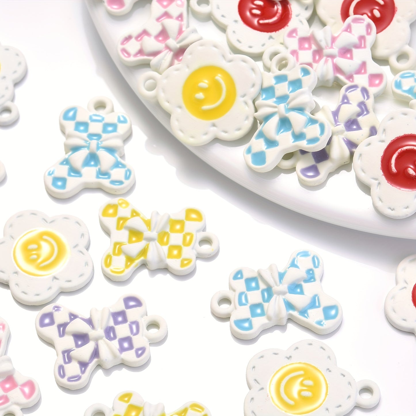 Cute Bear Flower Alloy Pendant Beads