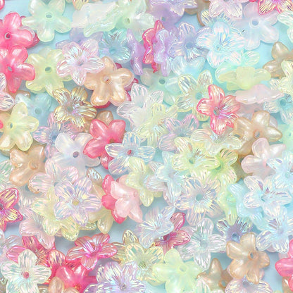 Mixed Color Acrylic Flower Spacer Beads