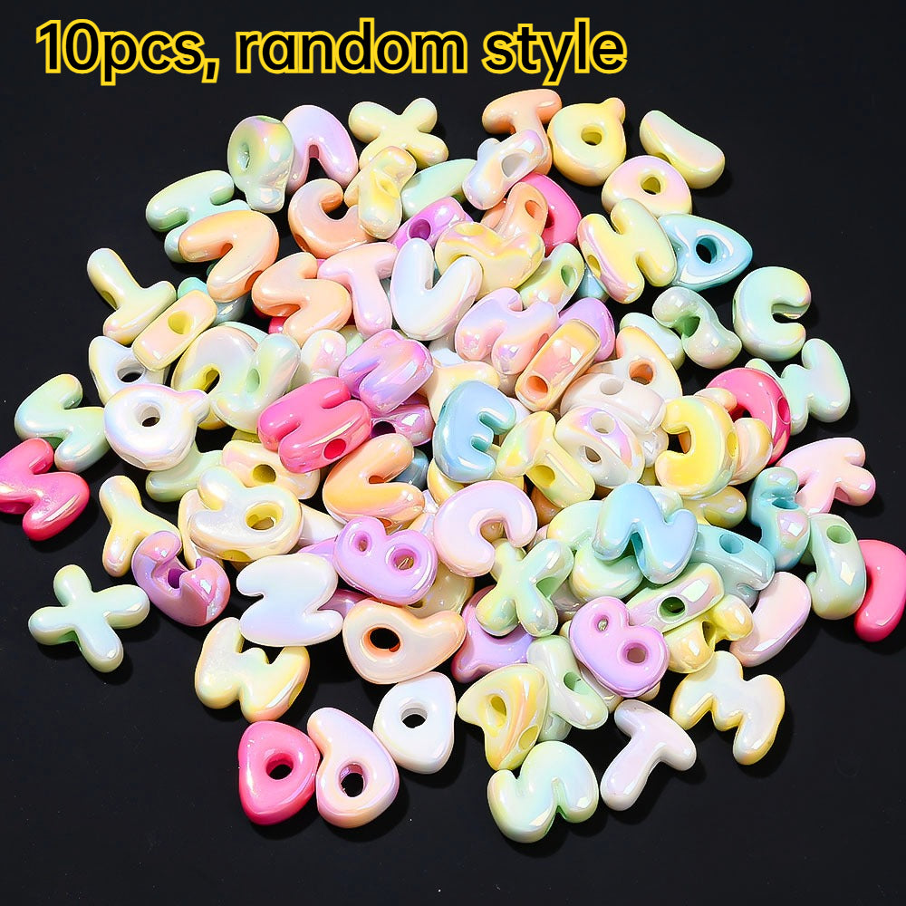 Summer UV Iridescent Clear Acrylic Alphabet Beads, 10pcs/Set