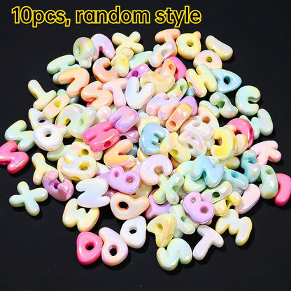 Summer UV Iridescent Clear Acrylic Alphabet Beads, 10pcs/Set