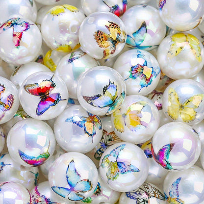 10pcs 16mm Bohemian Shiny Butterfly Acrylic Beads