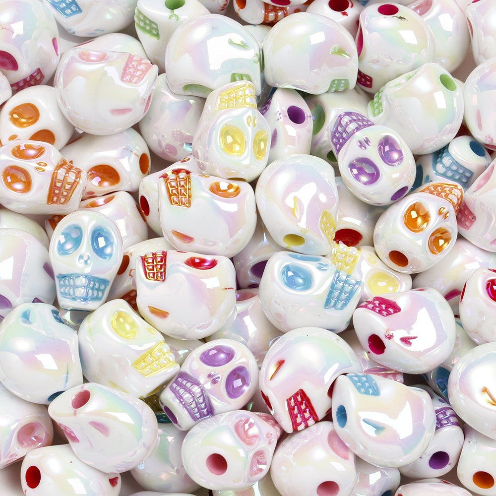 Halloween AB Shiny Skull Beads