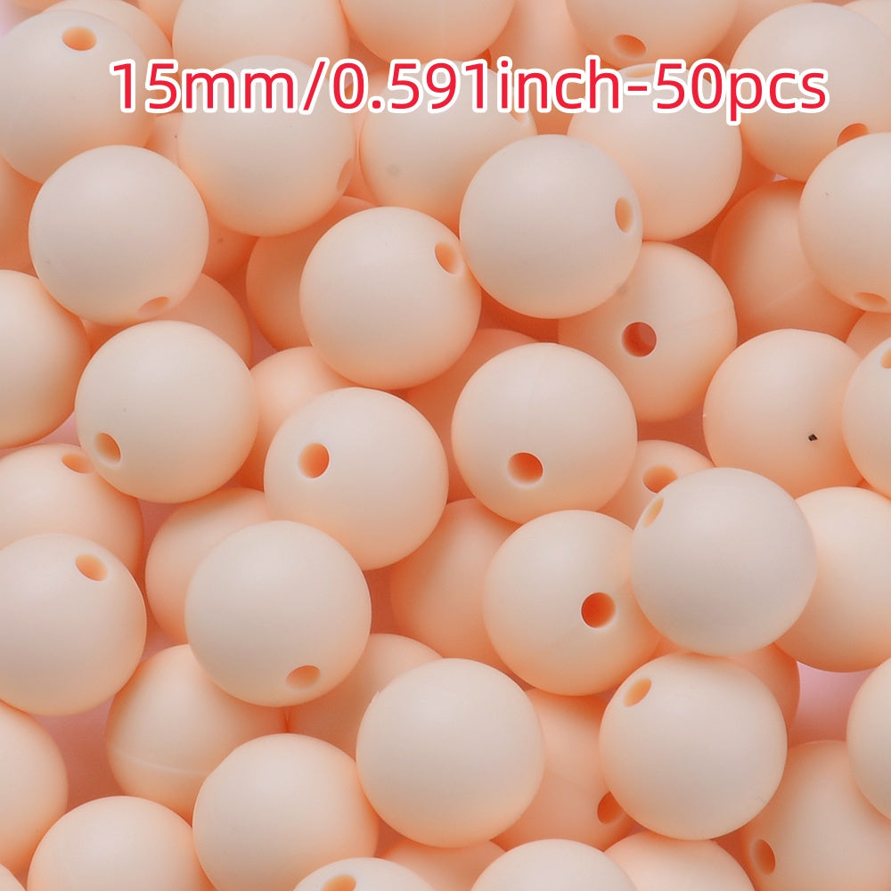 50pcs 12/15mm Rainbow Silicone Round Focal Beads