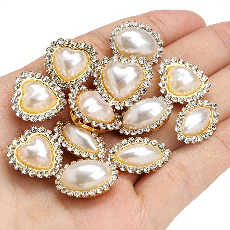 White Imitation Pearl Flatback Oval Heart Beads