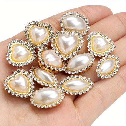White Imitation Pearl Flatback Oval Heart Beads