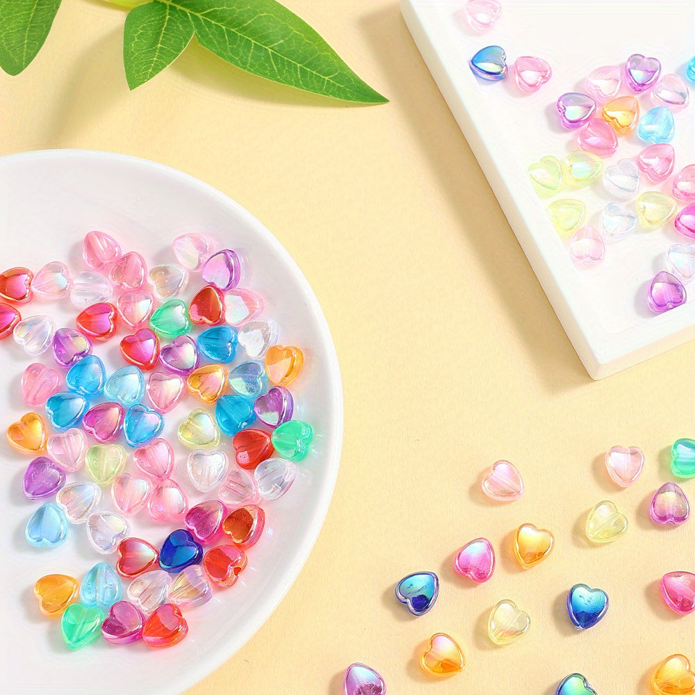100pcs Colorful Heart Acrylic Beads