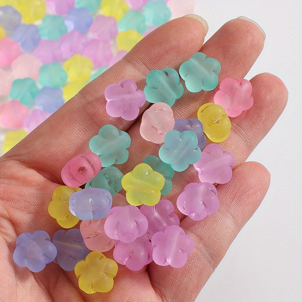 Mixed Color Frosted Flower Acrylic Beads