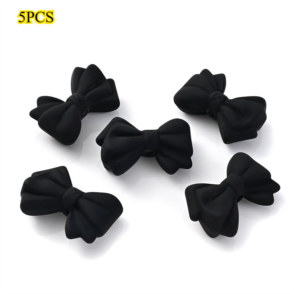 5pcs Acrylic Frosted Bow Tie Beads