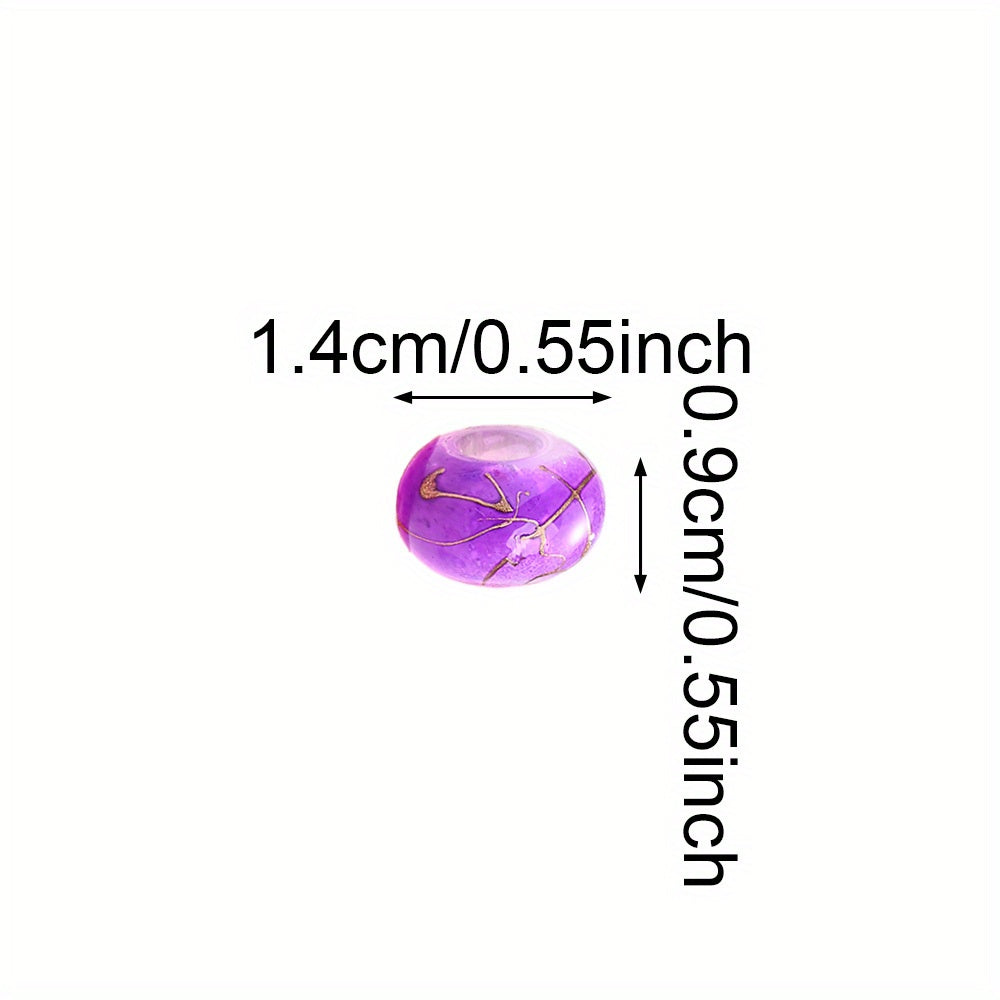 30pcs 9x14mm Golden Line Gradient Acrylic Round Beads