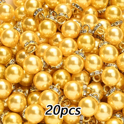 20pcs 10x15mm Multicolor Imitation Pearl Ball Charms