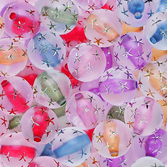 10pcs 16mm Frosted Starfish Pattern Acrylic Beads
