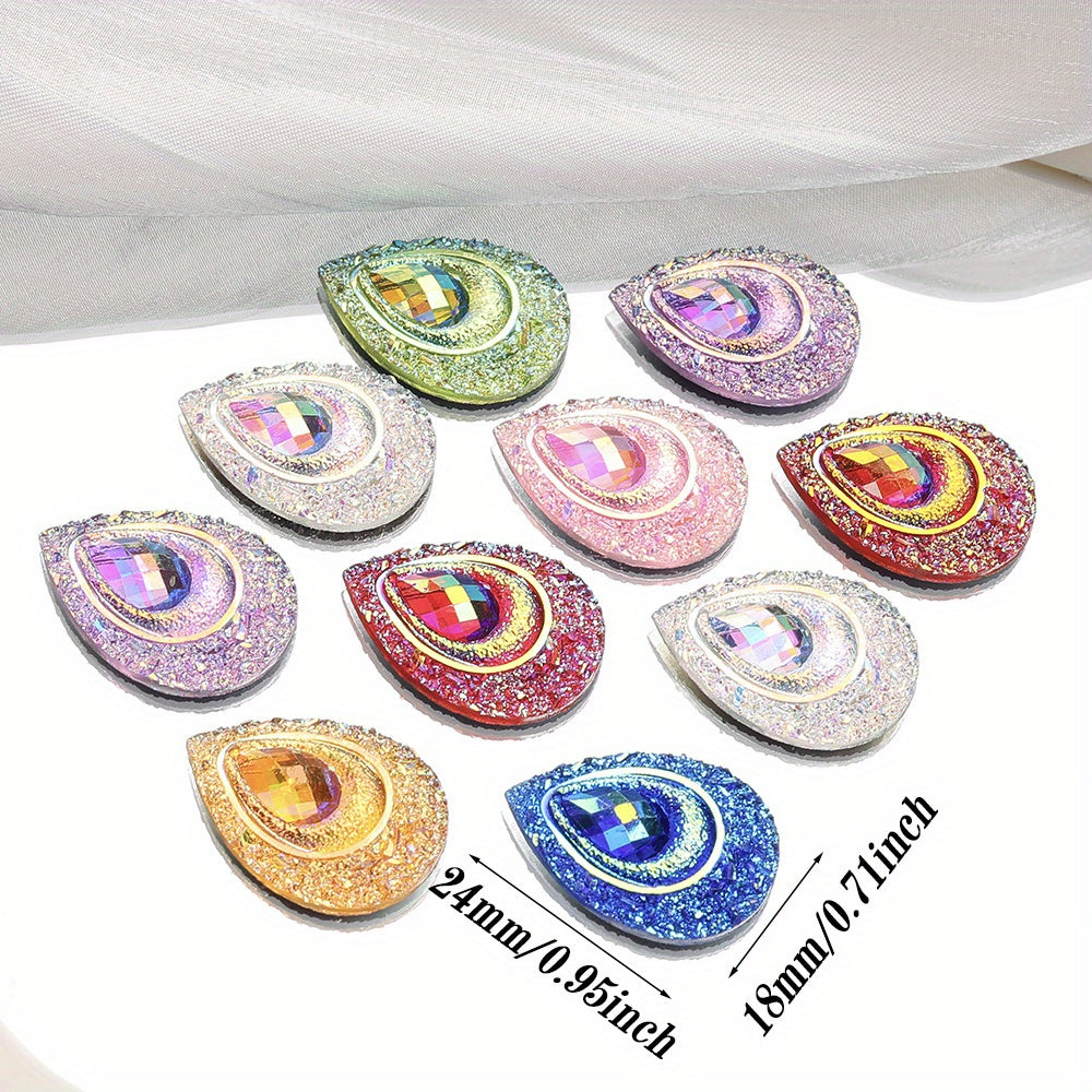 50pcs Peacock Feather Shape Rhinestone Flatback Beads