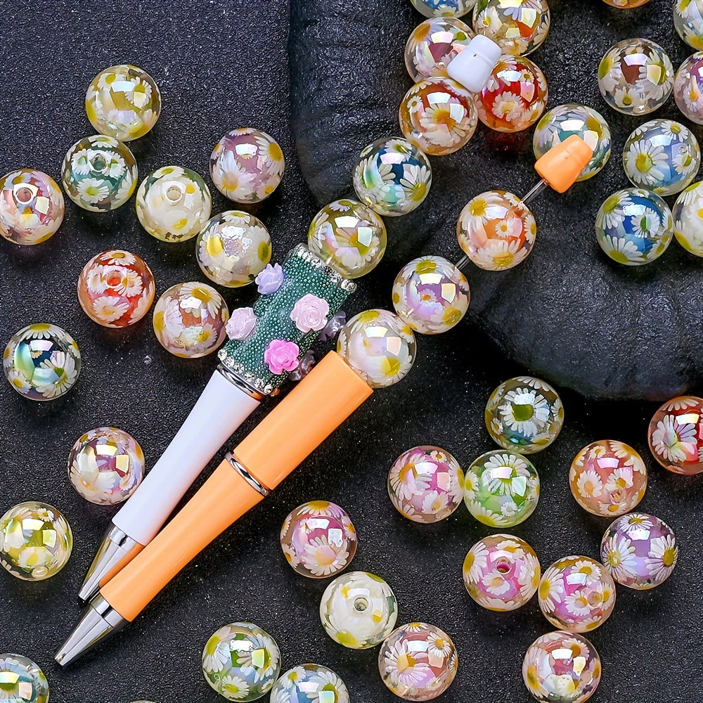 16mm Shiny Daisy Acrylic Flower Beads
