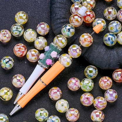 16mm Shiny Daisy Acrylic Flower Beads