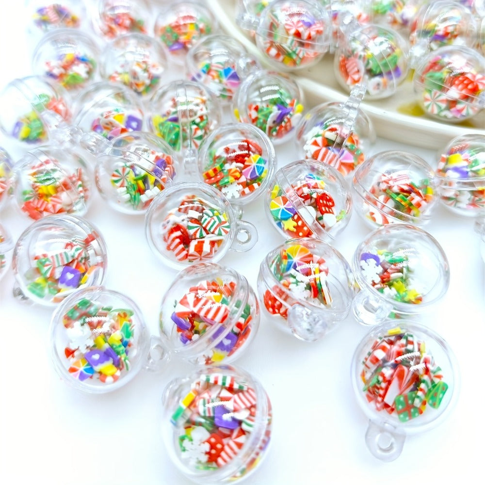 20mm Christmas Clear Round Ball Pendant Beads