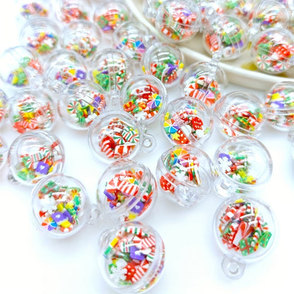 20mm Christmas Clear Round Ball Pendant Beads