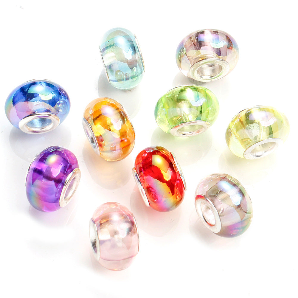 9x14mm Iridescent Acrylic Round Beads