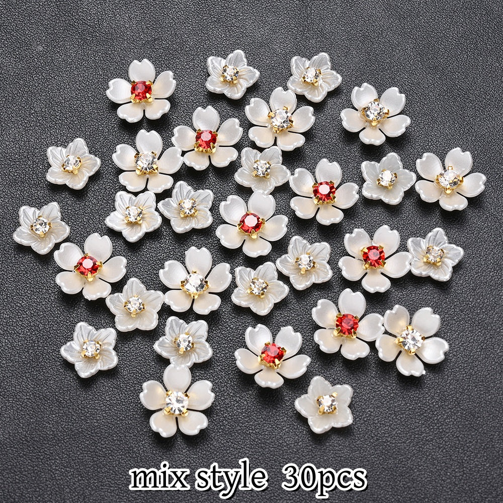 30pcs Beige Flower Flatback Petal Beads