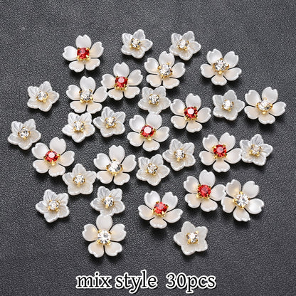 30pcs Beige Flower Flatback Petal Beads