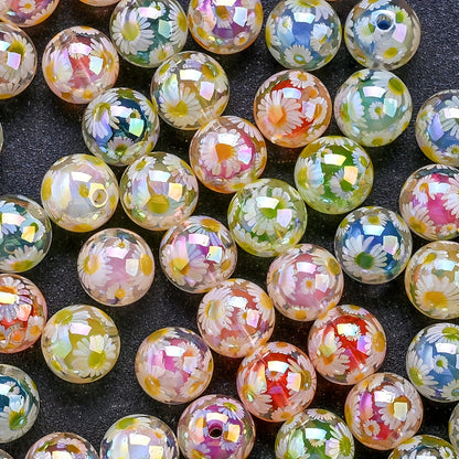 16mm Shiny Daisy Acrylic Flower Beads