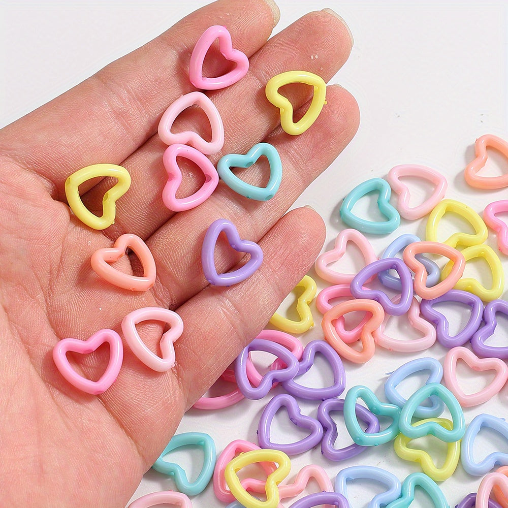 100pcs 15x16mm Macaron Color Heart Frame Wrapped Beads