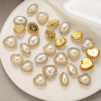 White Heart Oval Acrylic Pearl Beads