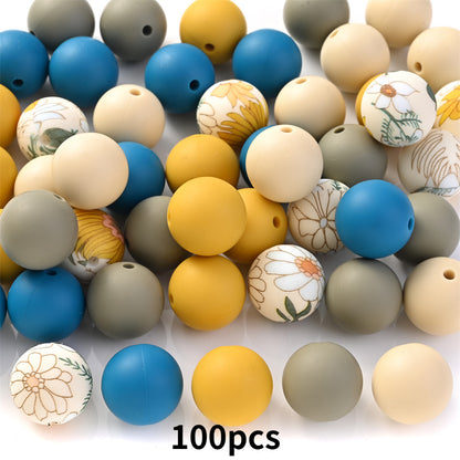 15mm Leopard Butterfly Sunflower Silicone Print Focal Beads