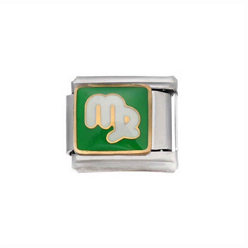 1pc 9x10mm Stainless Steel Zodiac Sign Module Bead