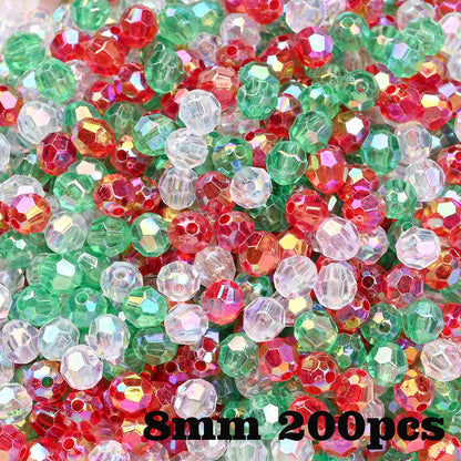 Christmas Pattern Mixed Color Acrylic Cube Spacer Beads