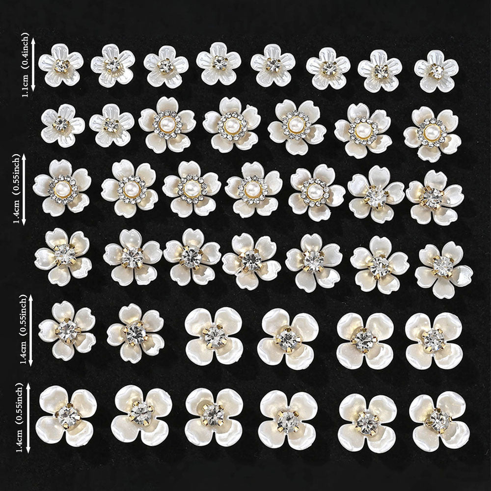 Flower Shape Acrylic Imitation Pearl Flatback Beads