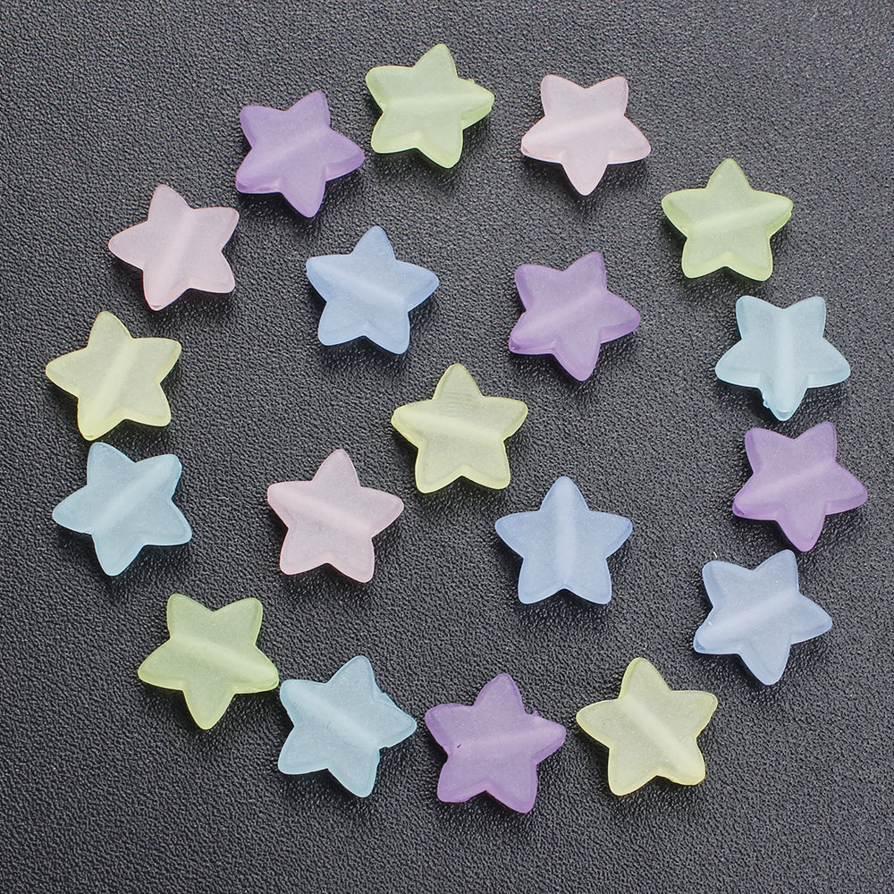 50pcs 15mm Frosted Star Acrylic Beads
