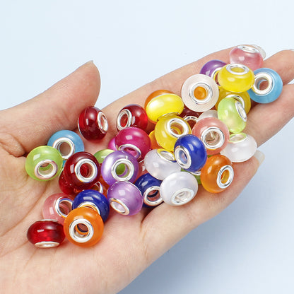 30/50pcs 9x14mm Resin Cat Eye Large Hole Beads