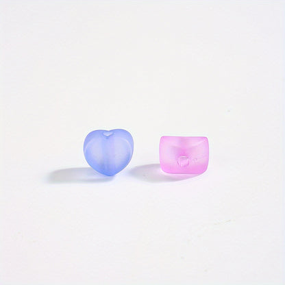 50pcs Mixed Color Heart Acrylic Matte Beads