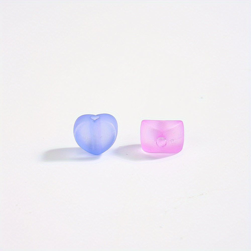 Mixed Color Matte Acrylic Heart Beads