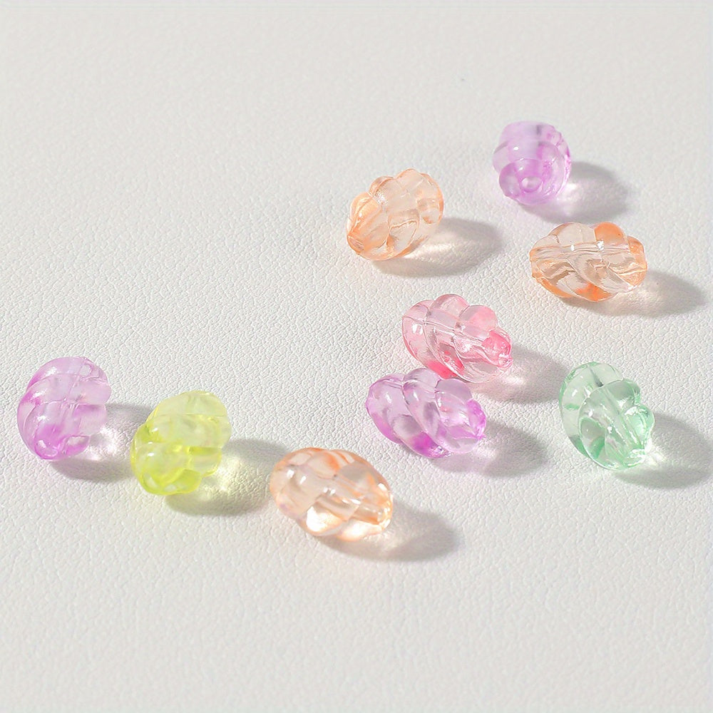 Transparent Mixed Color Twisted Oval Acrylic Beads