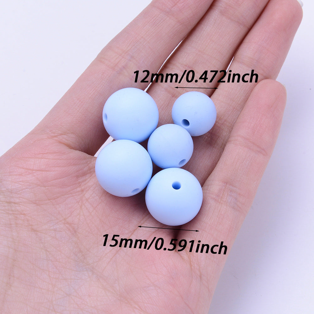 50pcs 12/15mm Rainbow Silicone Round Focal Beads