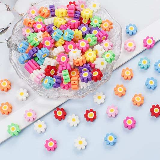 50pcs 8-10mm Mixed Color Ceramic Flower Beads