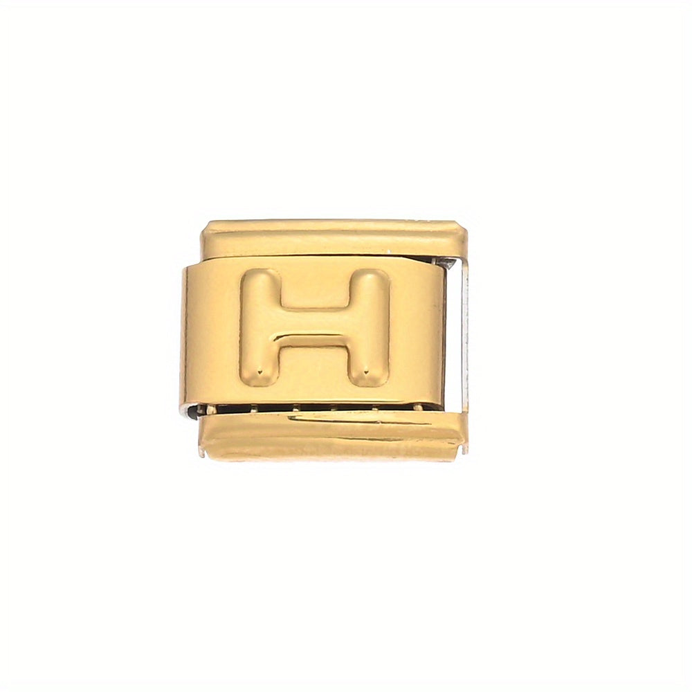 1pc 9x10mm Golden Stainless Steel Letter Bead