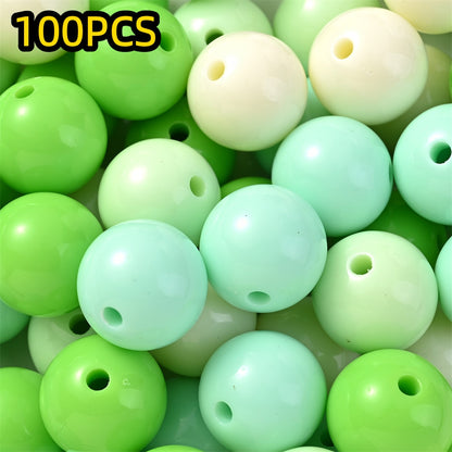 50/100pcs Solid Color Acrylic Round Beads