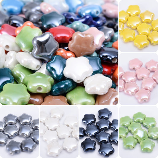 10pcs 15mm Colorful Star Ceramic Beads