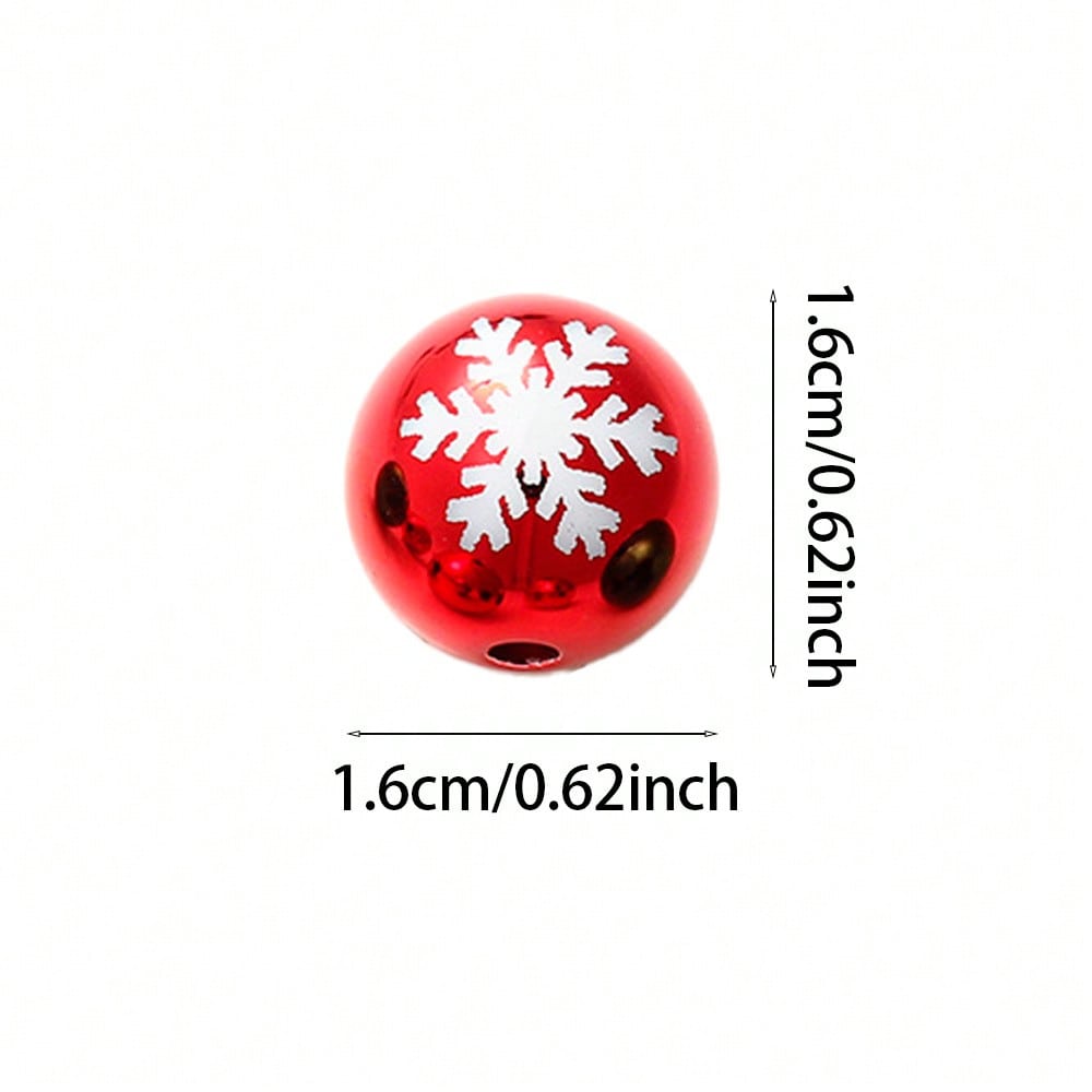Golden Laser-Engraved Christmas Round Focal Beads, 10pcs