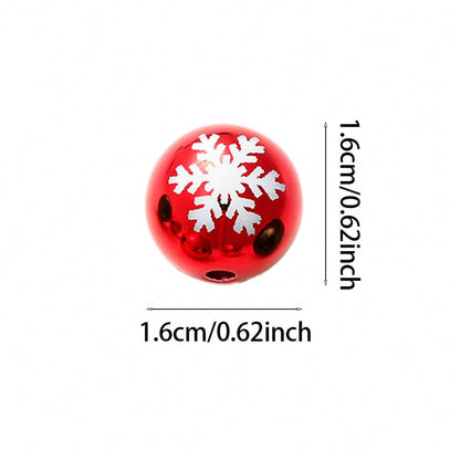 Golden Laser-Engraved Christmas Round Focal Beads, 10pcs