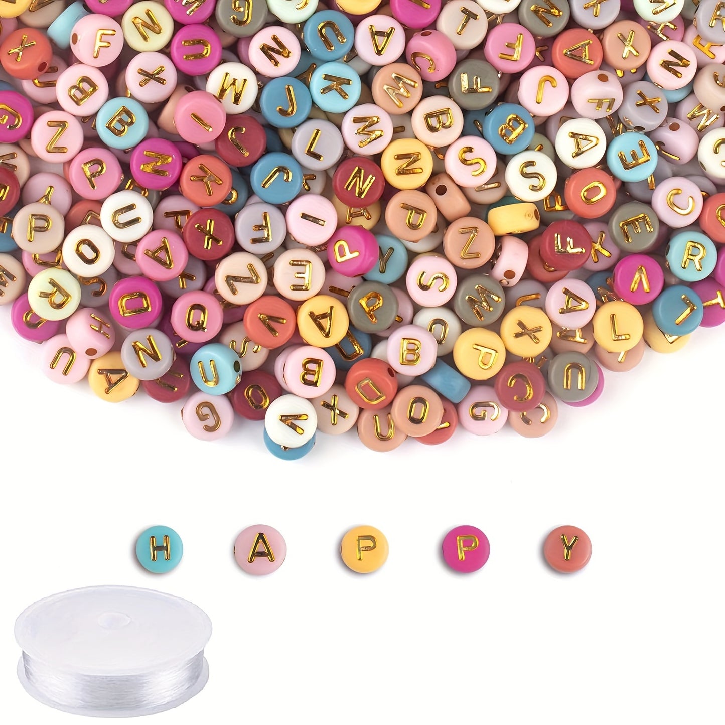 Colourful Letter Beads with Crystal String