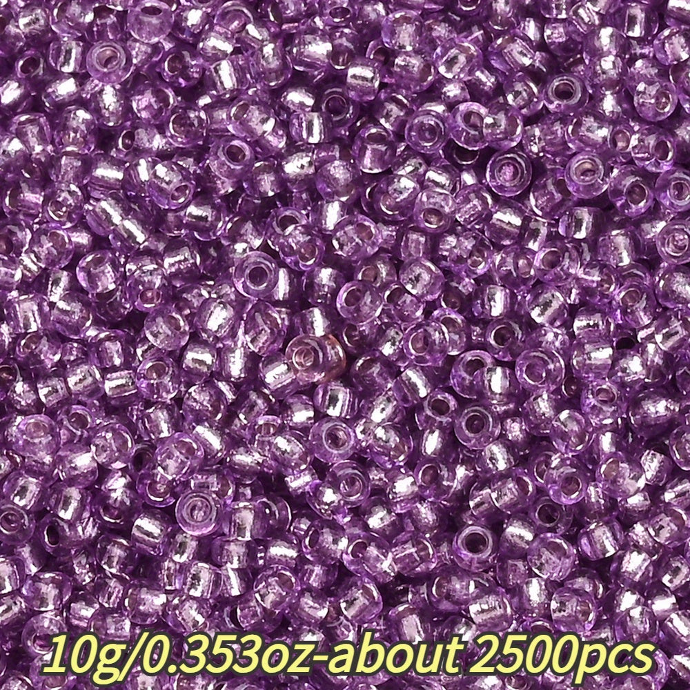 1.5mm Silvery-filled Mini Glass Rice Beads