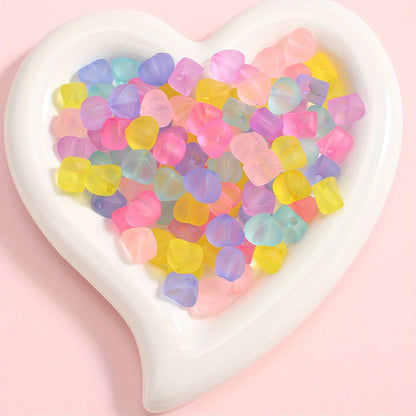 Mixed Color Matte Acrylic Heart Beads
