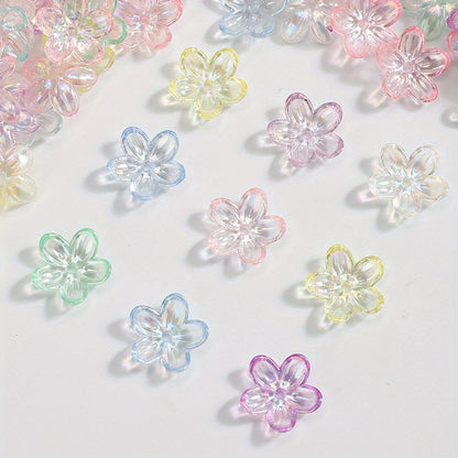 200pcs 12mm UV Color Flower Acrylic Beads