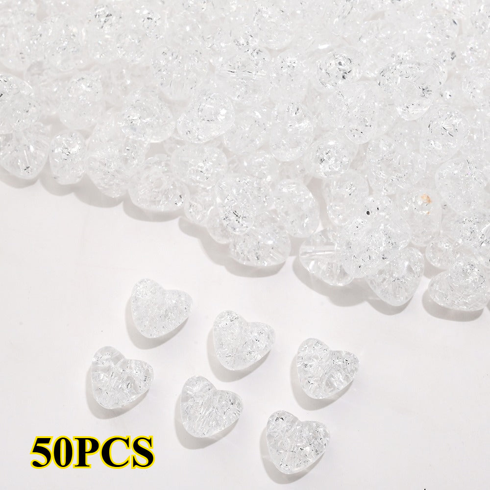50pcs/set 9.5x11mm Crackle Heart Acrylic Beads