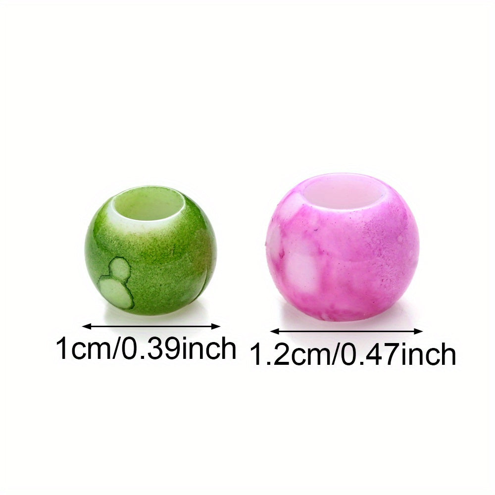 10/12mm Mixed Color Acrylic Large Hole Round Beads