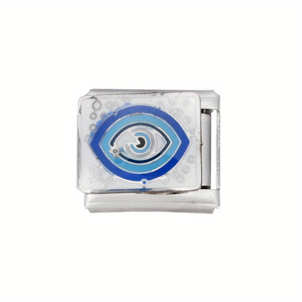 1pc 9x10mm Stainless Steel Evil Eye Module Charm Bead
